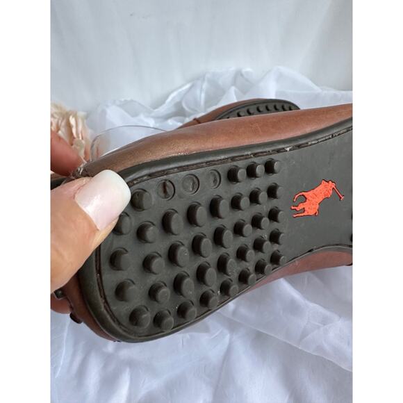 POLO Ralph Lauren Mens 11 D WOODLEY Driving Loafers Moccasins Brown Leather - Picture 8 of 11